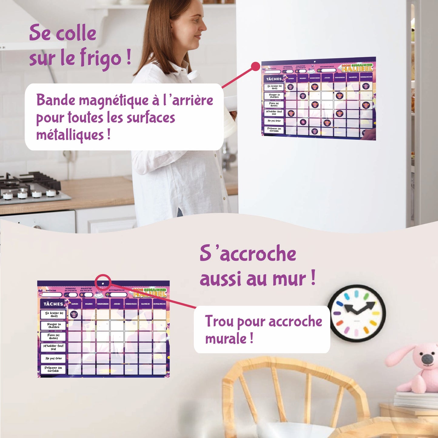 Tableau de Récompenses Halibel - Aide l’Enfant dans Son comportement et sa Routine