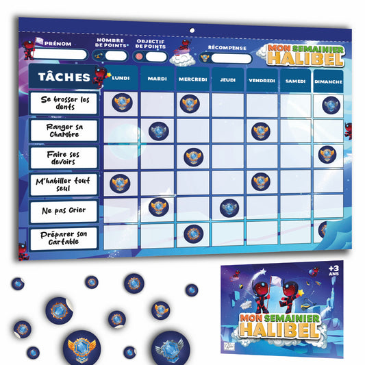 Tableau de Récompenses Halibel - Aide l’Enfant dans Son comportement et sa Routine
