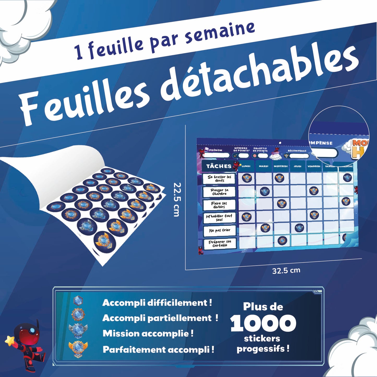 Tableau de Récompenses Halibel - Aide l’Enfant dans Son comportement et sa Routine