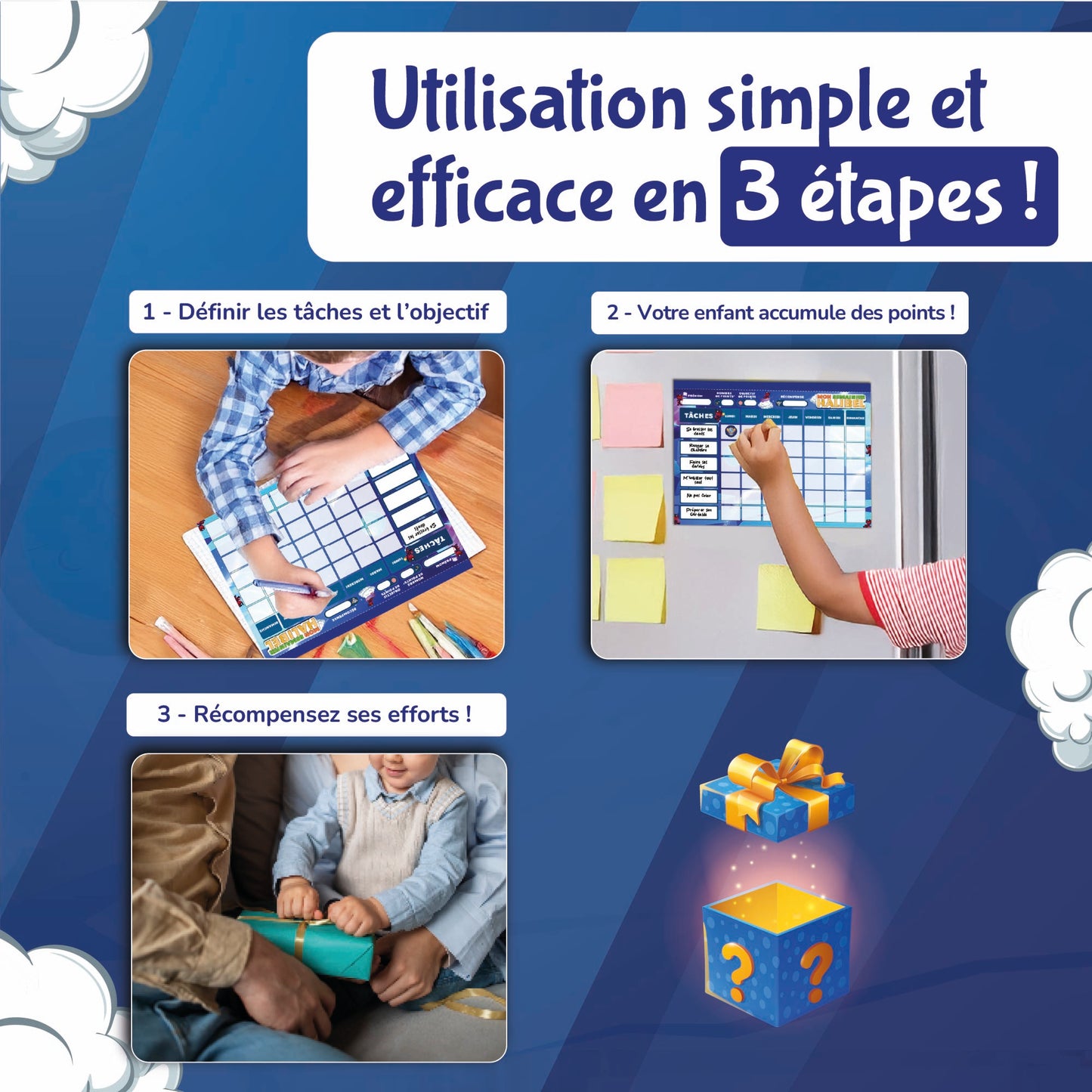 Tableau de Récompenses Halibel - Aide l’Enfant dans Son comportement et sa Routine