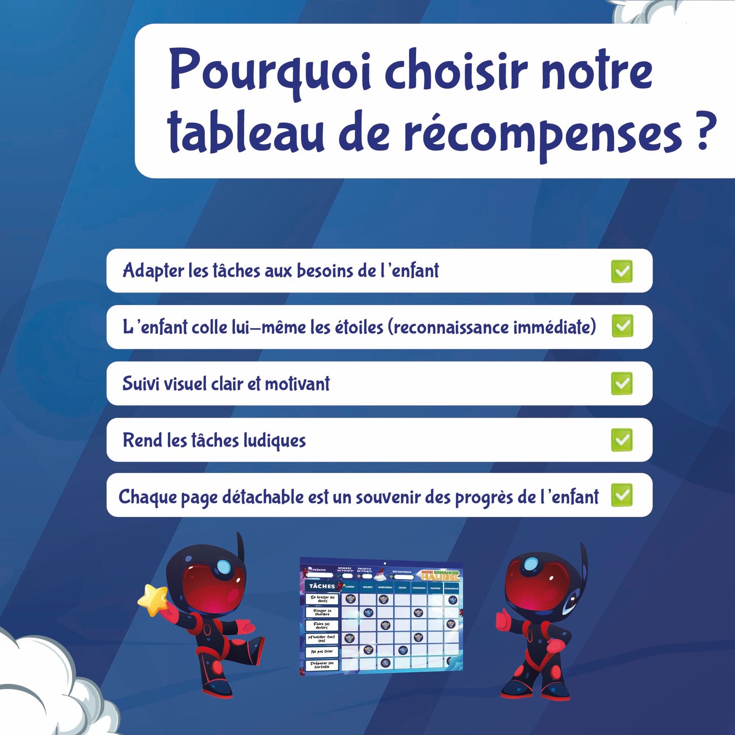 Tableau de Récompenses Halibel - Aide l’Enfant dans Son comportement et sa Routine