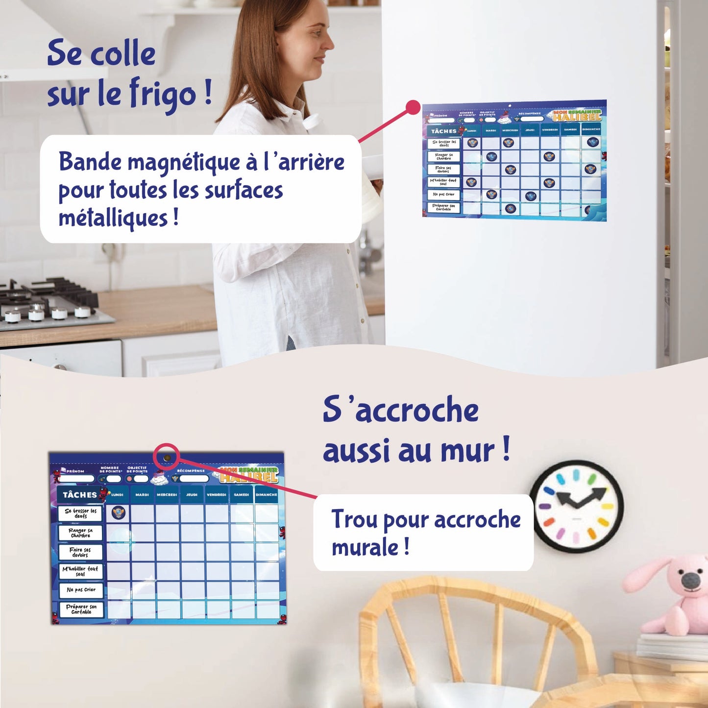 Tableau de Récompenses Halibel - Aide l’Enfant dans Son comportement et sa Routine