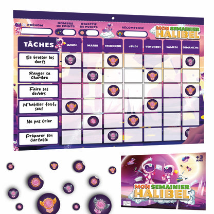 Tableau de Récompenses Halibel - Aide l’Enfant dans Son comportement et sa Routine