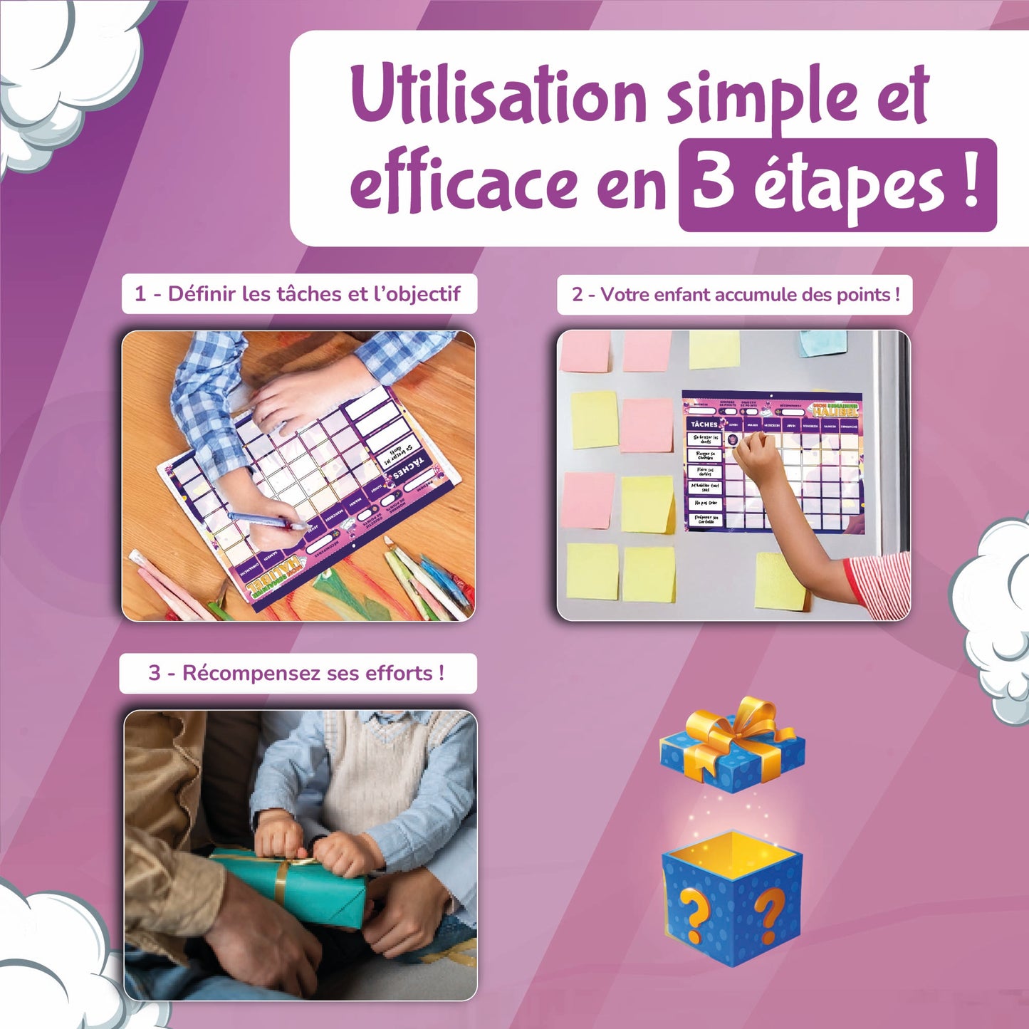 Tableau de Récompenses Halibel - Aide l’Enfant dans Son comportement et sa Routine